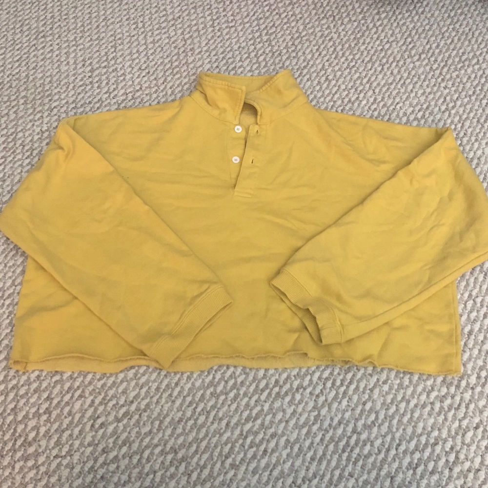 Brandy Melville Yellow Collared Crop Top